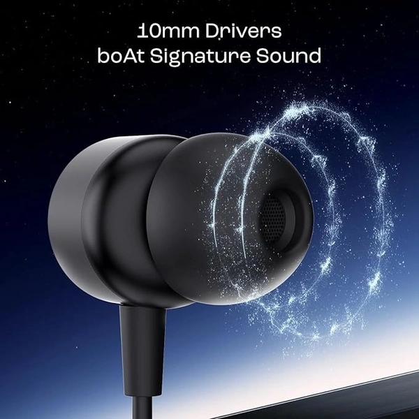 boAt BassHeads 162 V2 Wired Earphones with 10mm Drivers, Metallic Earbuds, Integrated Controls, in-Line Microphone, Ergonomic Fit, Braided Cable & 3.5mm Jack - Earphones, assorted