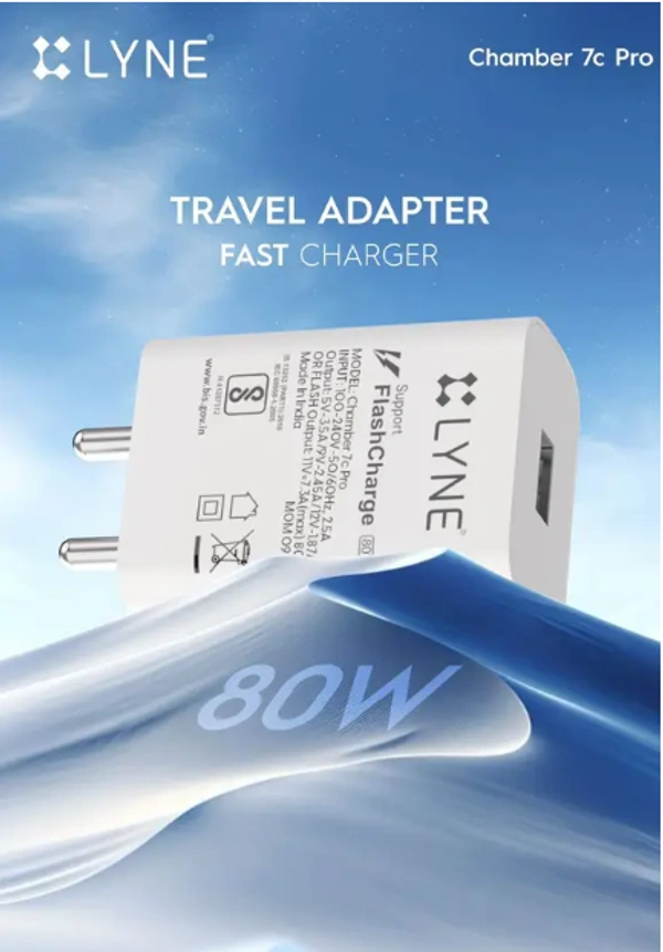 LYNE 80W Supercharge 7.3 A Wall Charger - White, TYPE C 80W