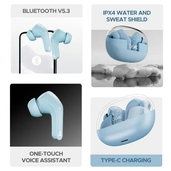 boAt Airdopes 311 Pro Truly Wireless in Ear Ear Buds w/upto 50 HRS Playtime, Dual Mics with ENx™ Tech,50 ms Low-Latency Beast™ Mode,ASAP™ Charging, IPX4,IWP Tech & BT v5.3 ear buds tws - Dusk Blue, TWS