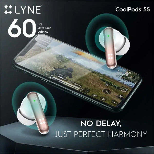 LYNE CoolPods 55 120 Hrs Music Time True Wireless Earbuds with 60MS Low Latency - Assorted, Earbuds