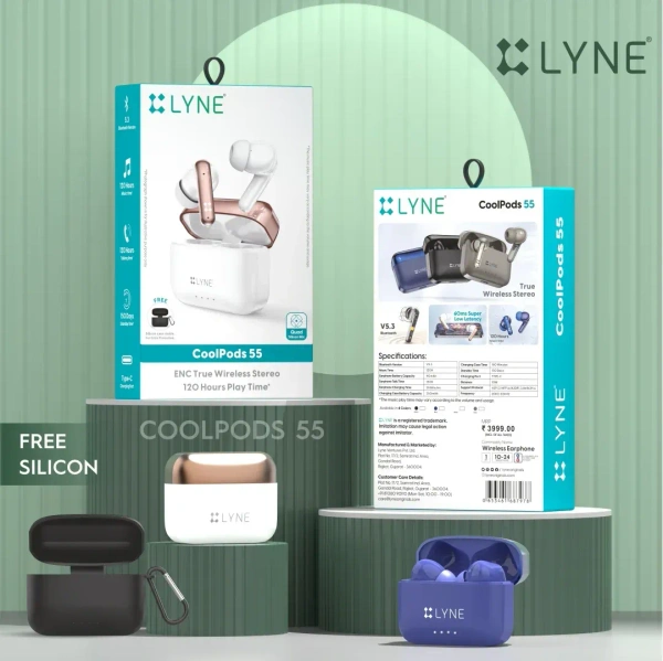 LYNE CoolPods 55 120 Hrs Music Time True Wireless Earbuds with 60MS Low Latency - Assorted, Earbuds