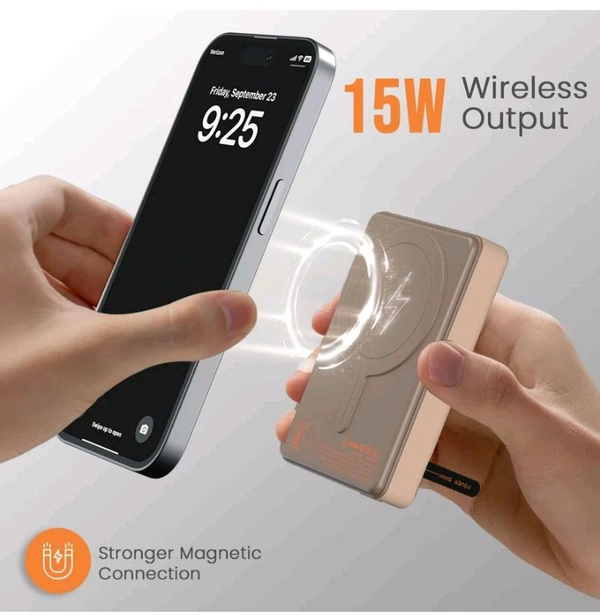 Portronics Chyro 10000mah Magnetic Wireless Fast Charging Powerbank with Magsafe Mobile Stand,in-built Type C Cable,20w Max Output for Iphone and Above, Android and Other Qi Enabled Devices(mocha) - Mocha, 10k