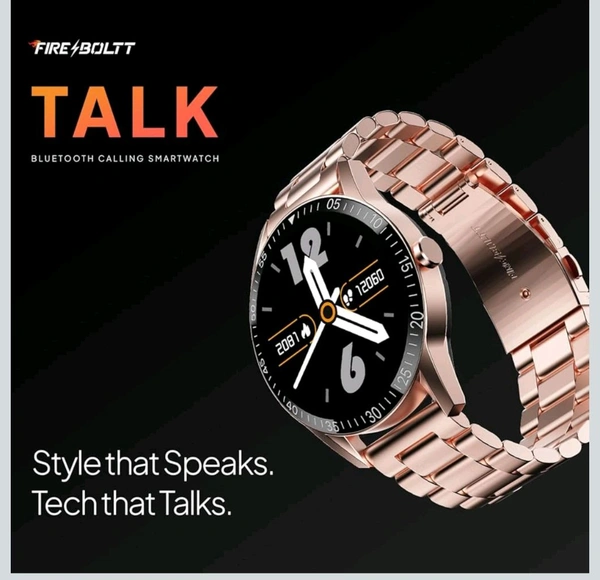 Fire-Boltt Talk Bluetooth Calling Smartwatch, 1.39" TFT Display with Dual Button, Hands On Voice Assistance, 120 Sports Modes, in Built Mic & Speaker - GOLD