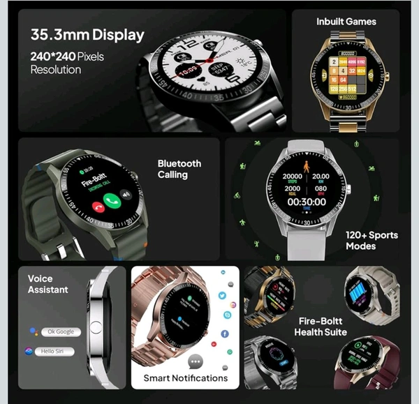 Fire-Boltt Talk Bluetooth Calling Smartwatch, 1.39" TFT Display with Dual Button, Hands On Voice Assistance, 120 Sports Modes, in Built Mic & Speaker - GOLD