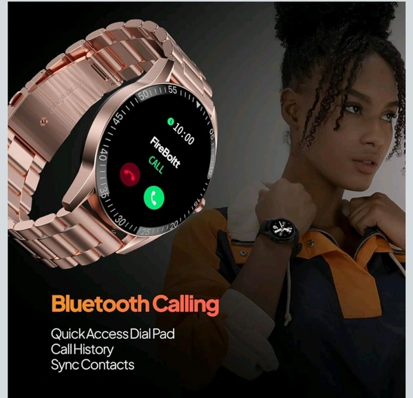 Fire-Boltt Talk Bluetooth Calling Smartwatch, 1.39" TFT Display with Dual Button, Hands On Voice Assistance, 120 Sports Modes, in Built Mic & Speaker - GOLD