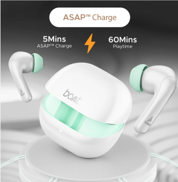 boAt Airdopes 155 w/ 40H Playtime, In-Ear Detection & Quad Mics w/ ENx Tech - Ivory White, TWS