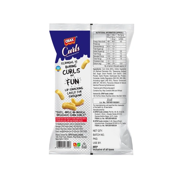 Crax Curls Chatpata Masala Puffs (82g)