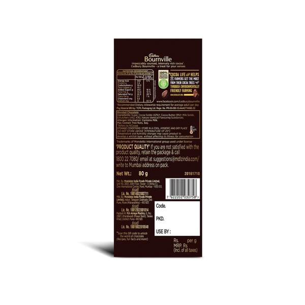 (2 × 80g) Cadbury Bournville Rich Cocoa 50% Dark Chocolate Bar
