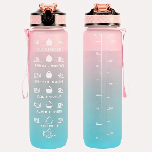 Body Smith 1Liter Motivational Time Marker Sports Hydrator Bottle - Pink, 1Liter