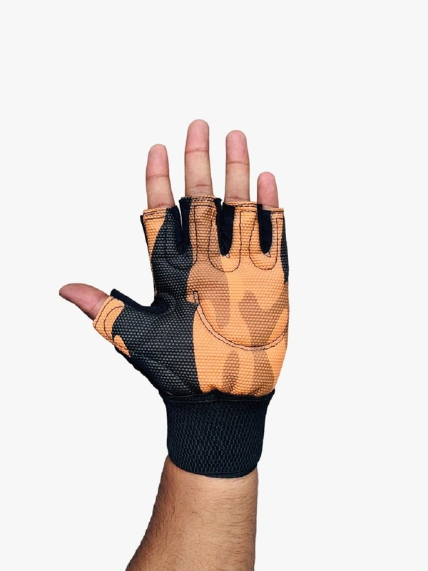 Body Smith Unisex Camo Mustard Gym Gloves for with Wrist Support - Luxor Gold
