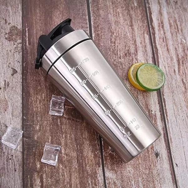 Body Smith Gym Shaker Classic XP Mixer Sliver Stainless Steel Shaker Blender 750 ML For Protein - silver