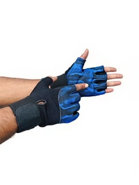 Body Smith Unisex Camo Blue Gym Gloves for with Wrist Support - Persian Blue