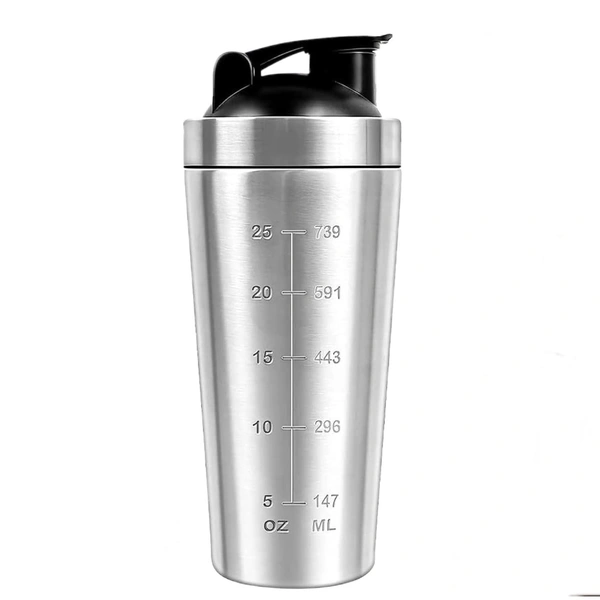 Body Smith Gym Shaker Classic XP Mixer Sliver Stainless Steel Shaker Blender 750 ML For Protein - silver