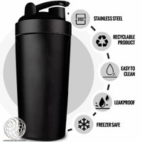 Body Smith Gym Shaker Classic XP Mixer Black Stainless Steel Shaker Blender 750 ML For Protein - Black