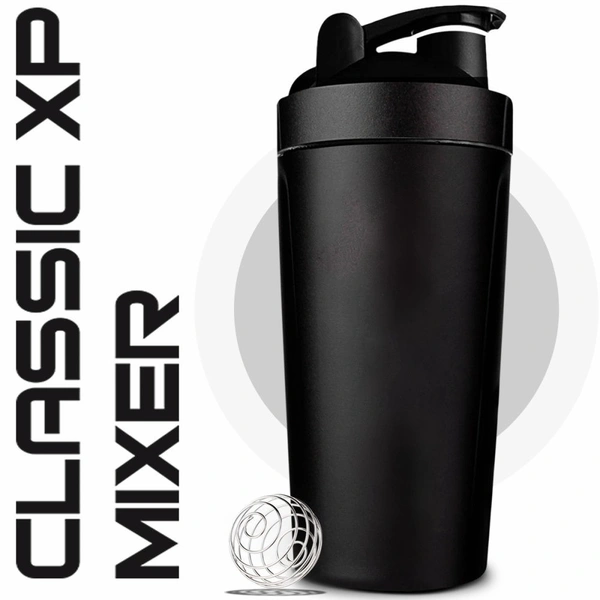 Body Smith Gym Shaker Classic XP Mixer Black Stainless Steel Shaker Blender 750 ML For Protein - Black