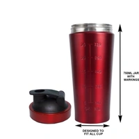 Body Smith Gym Shaker Classic XP Mixer Red Stainless Steel Shaker Blender 750 ML For Protein - FREE SIZE, Red - Well Read
