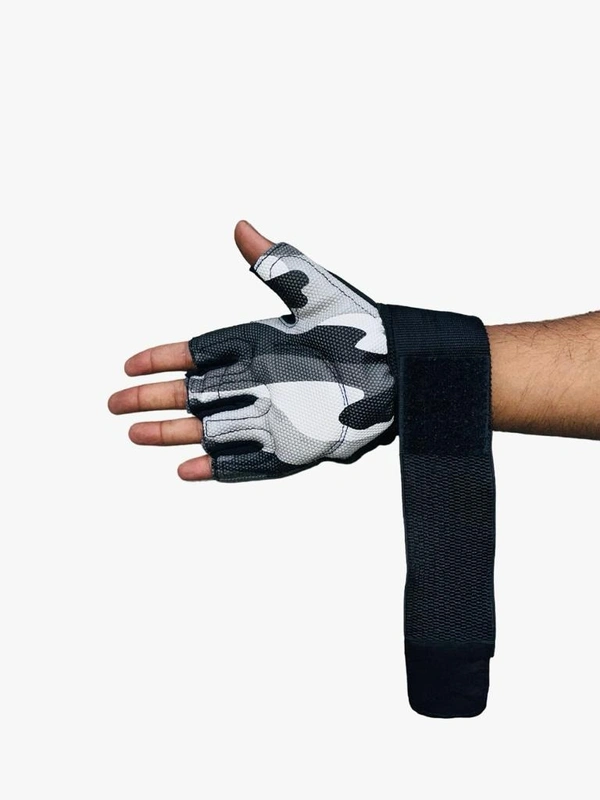 Body Smith Unisex Camo Grey Gym Gloves for with Wrist Support - Gray