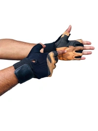 Body Smith Unisex Desert Tan Gym Gloves for with Wrist Support - Luxor Gold