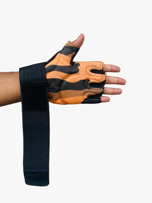 Body Smith Unisex Desert Tan Gym Gloves for with Wrist Support - Luxor Gold