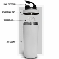 Body Smith Gym Shaker Classic XP Mixer White Stainless Steel Shaker Blender 750 ML For Protein - White
