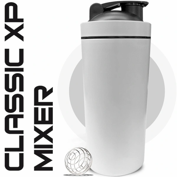 Body Smith Gym Shaker Classic XP Mixer White Stainless Steel Shaker Blender 750 ML For Protein - White