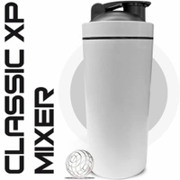 Body Smith Gym Shaker Classic XP Mixer White Stainless Steel Shaker Blender 750 ML For Protein - Ivory