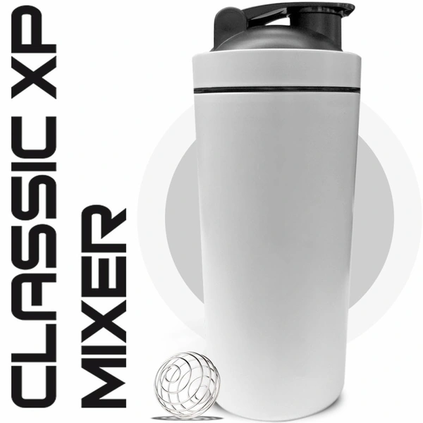 Body Smith Gym Shaker Classic XP Mixer White Stainless Steel Shaker Blender 750 ML For Protein - Ivory