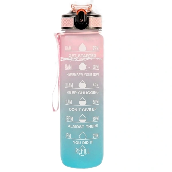 Body Smith 1Liter Motivational Time Marker Sports Hydrator Bottle - Pink, 1Liter