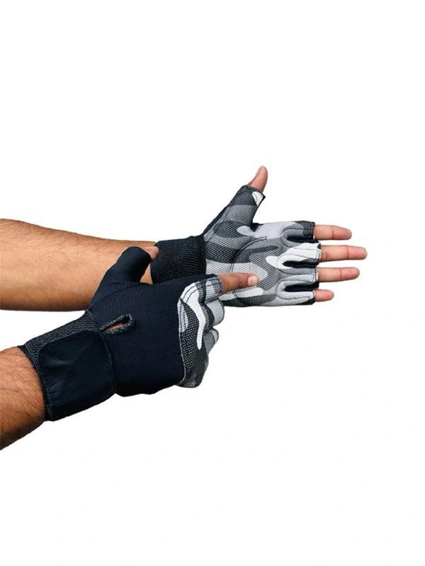 Body Smith Unisex Camo Grey Gym Gloves for with Wrist Support - Gray