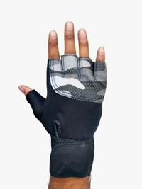 Body Smith Unisex Camo Grey Gym Gloves for with Wrist Support - Gray