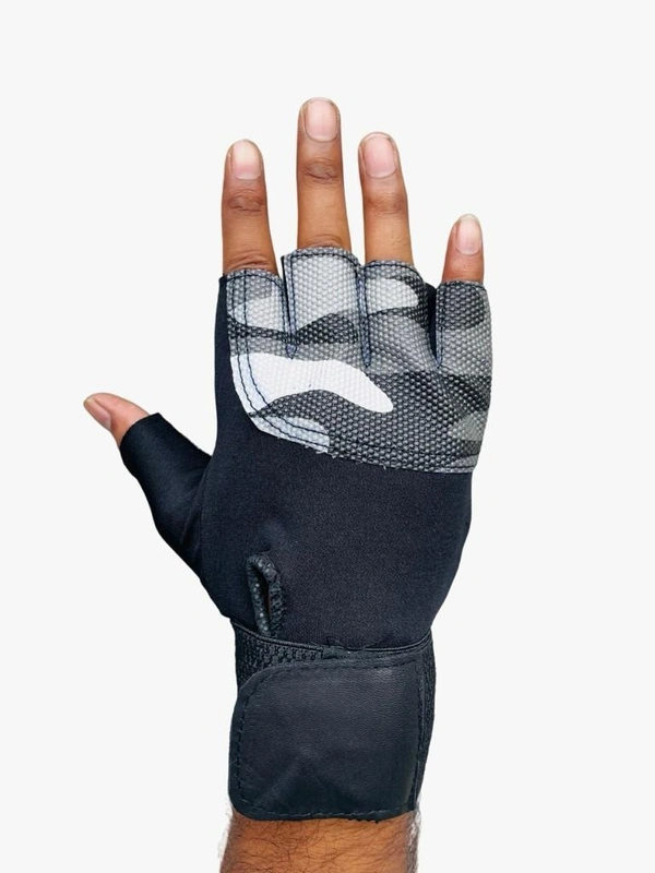 Body Smith Unisex Camo Grey Gym Gloves for with Wrist Support - Gray