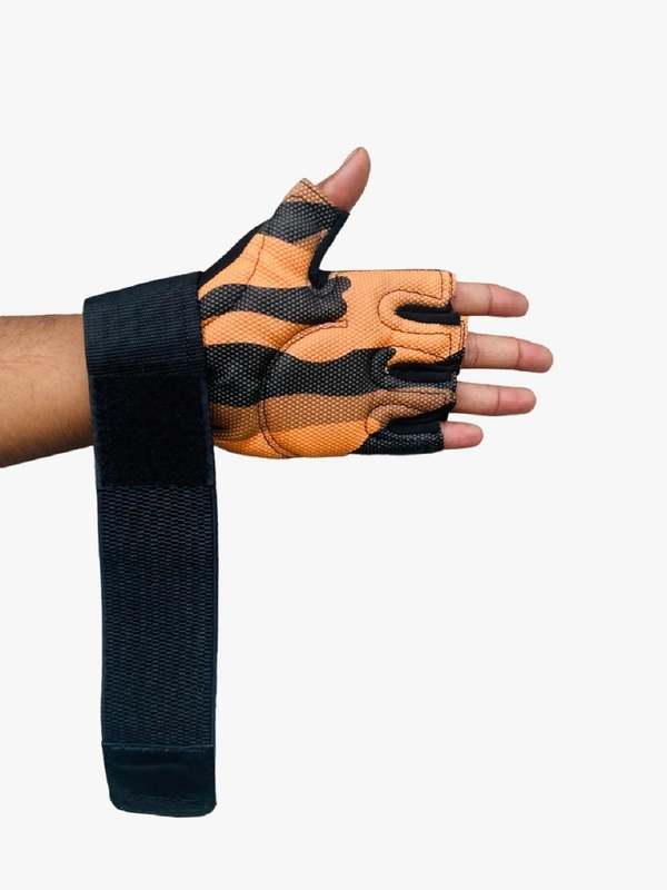 Body Smith Unisex Camo Mustard Gym Gloves for with Wrist Support - Luxor Gold