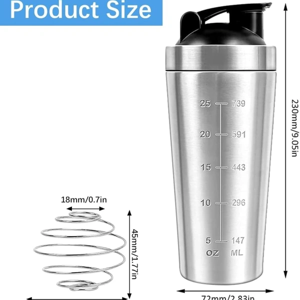 Body Smith Gym Shaker Classic XP Mixer Sliver Stainless Steel Shaker Blender 750 ML For Protein - silver