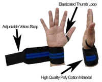 Body Smith premium Blue Weight Lifting Wrist Support Straps With Thumb Loop - Blue