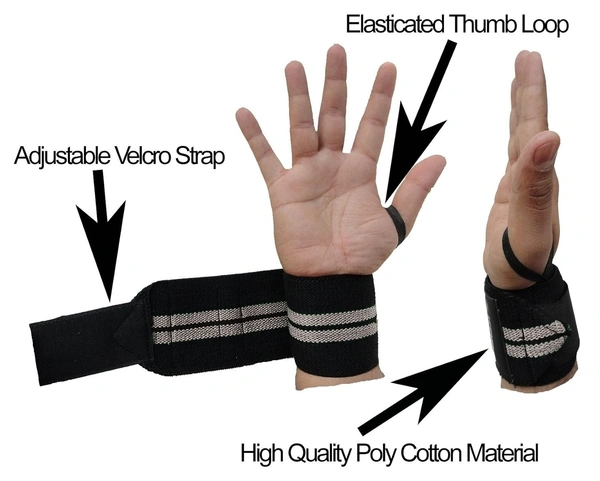Body Smith premium Grey Weight Lifting Wrist Support Straps With Thumb Loop - Mountain Mist