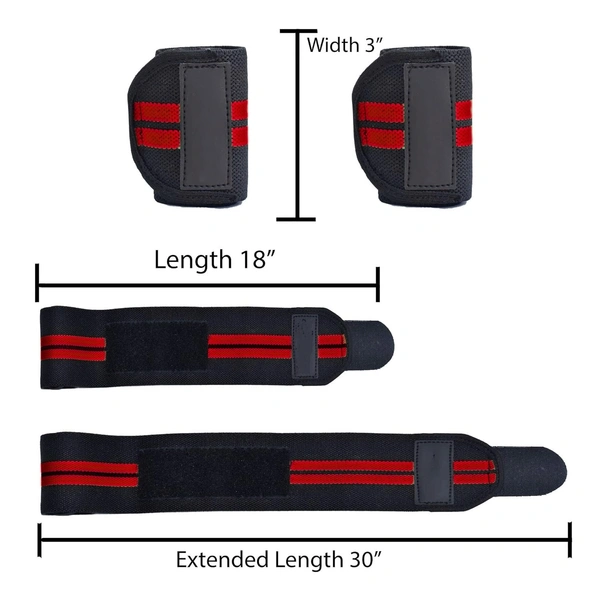 Body Smith premium Red Weight Lifting Wrist Support Straps With Thumb Loop - Milano Red