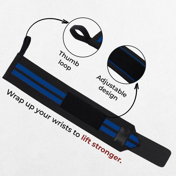 Body Smith premium Green Weight Lifting Wrist Support Straps With Thumb Loop - Blue
