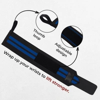 Body Smith premium Blue Weight Lifting Wrist Support Straps With Thumb Loop - Blue