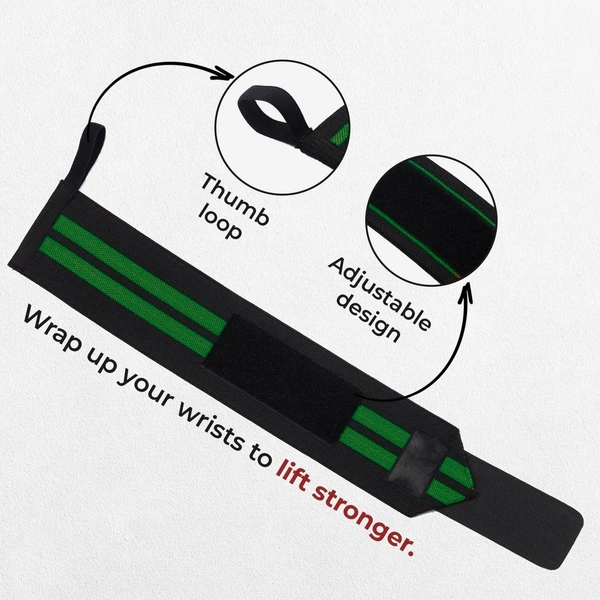 Body Smith premium Green Weight Lifting Wrist Support Straps With Thumb Loop - Hippie Green