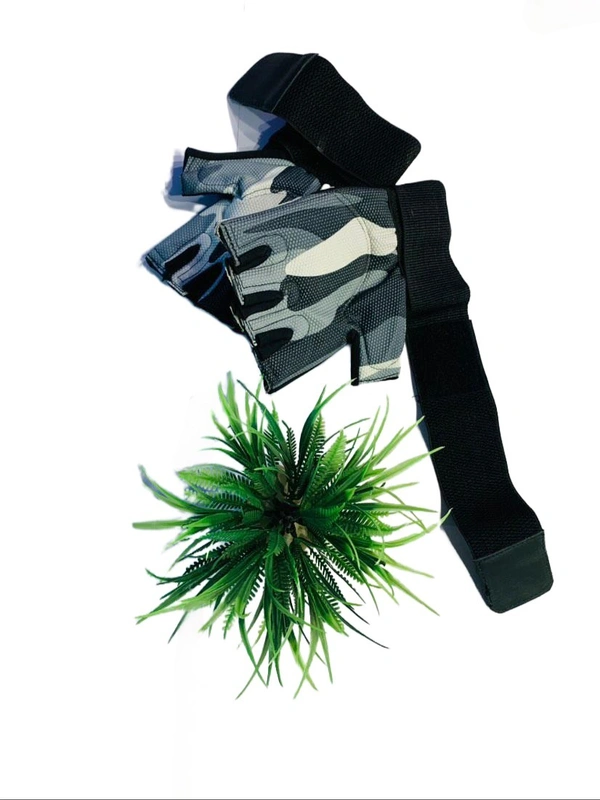 Body Smith Unisex Camo Grey Gym Gloves for with Wrist Support - Gray