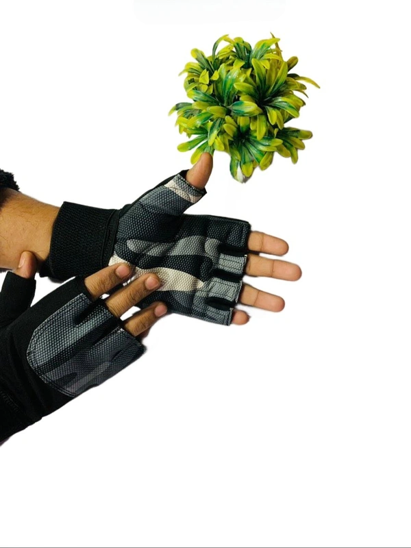 Body Smith Unisex Camo Grey Gym Gloves for with Wrist Support - Gray