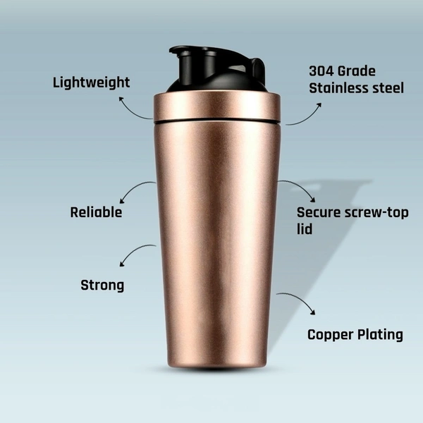 Body Smith Gym Shaker Classic XP Mixer Bronze Stainless Steel Shaker Blender 750 ML For Protein - Bronze