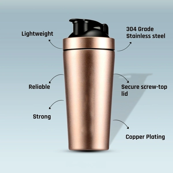 Body Smith Gym Shaker Classic XP Mixer Bronze Stainless Steel Shaker Blender 750 ML For Protein - Bronze
