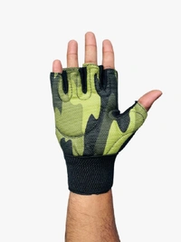 Body Smith Unisex Camo Green Gym Gloves for with Wrist Support - Chalet Green