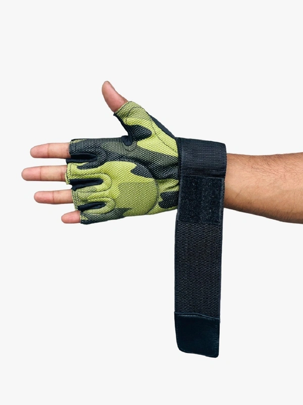 Body Smith Unisex Camo Green Gym Gloves for with Wrist Support - Chalet Green