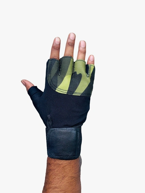 Body Smith Unisex Camo Green Gym Gloves for with Wrist Support - Chalet Green
