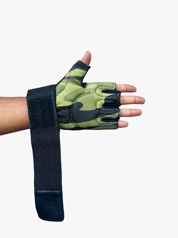 Body Smith Unisex Camo Green Gym Gloves for with Wrist Support - Chalet Green