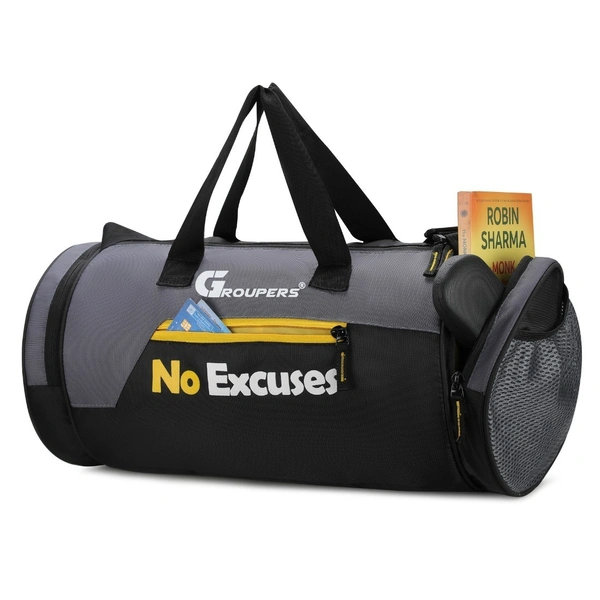 Body Smith Premium Black Yellow Gym Duffle Bag with Shoe Compartment - yellow