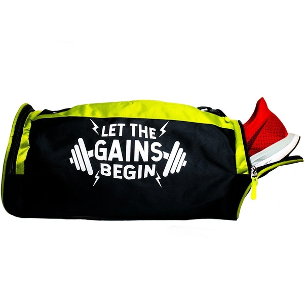 Body Smith Premium Black Green Gym Duffle Bag with Shoe Compartment - Green