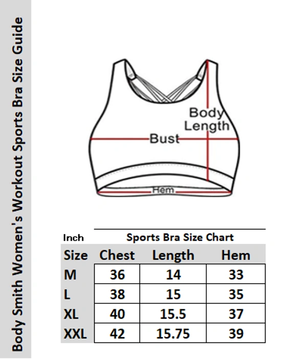 Body Smith Women Solid Black Sports Bra - L, Black